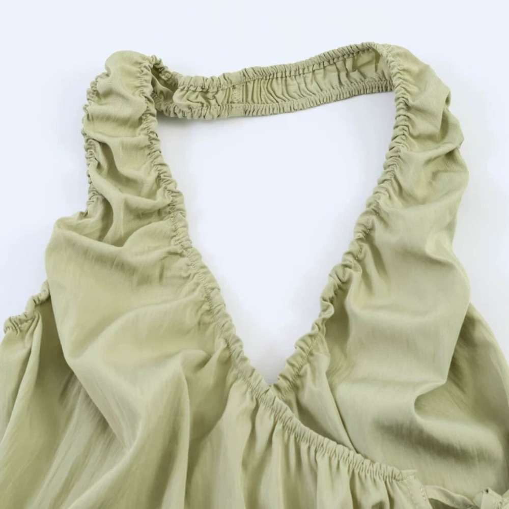 ZARA Backless Double Front Pleated Halter Neck Camisole